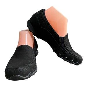 Skechers Bikers  Size US 8.5 Memory Foam Black sheen Loafer Flats SN49473